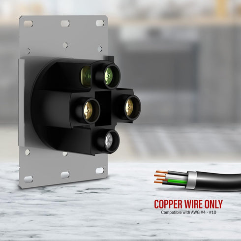 ENERLITES 50 Amp 125/250V Range Receptacle Outlet, for RVElectric VehicleOven Stove, 3-Pole, 4 Wire (10, 8, 6, 4 AWG Copper Only), NEMA 14-50R, 66500-BK, Black