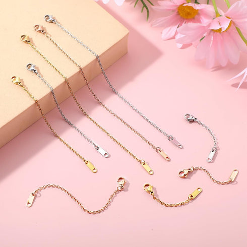 9Pcs Anklet Extender, Mabor Removable Necklace for Women Necklace Extenders Stainless Steel Jewelry Chain Extenders for Bracelet Necklace(Gold/Sil...