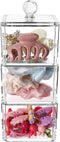 Hair Accessories Organizer for Girls, Clear 3 Stackable Acrylic Hair Tie Organizer for Headband, Bows, Cotton Swab Organization, Bathroom Containe...