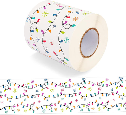 49.2 Ft Christmas Light Bulletin Board Border Roll, Self-Adhesive Christmas Bulletin Board Border Trim for Christmas Winter Party School Classroom...