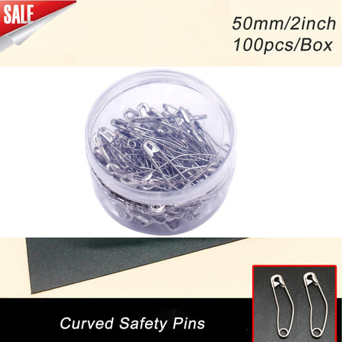 Metal Curved Safety Pins 50mm/2inch Basting Pins for Quilting Curved (100 Counts)...