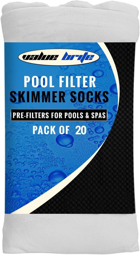 Pool Skimmer Socks - Pack of 20 Fine Mesh Swimming Pool & Spa Pre-Filter Savers for Filters, Baskets, and Skimmers...
