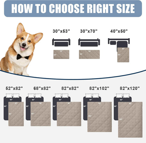 smiry Waterproof Dog Blanket, Reversible Dog Bed Cover Pet Blanket, Soft Couch Cover for Dogs Washable, Bed Couch Sofa Furniture Protector for Pup...