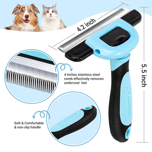 MIU COLOR Pet Grooming Brush?Deshedding Tool & 2 Sided Undercoat Rake for Dogs & Cats,2 in 1,Reduces Shedding and Remove Knots,Mats,Tangles for Ca...