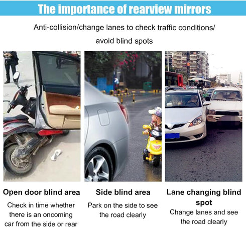 Round Blind Spot Car Mirror - 2" Frameless HD Glass Convex Mirror - 360 Degree Wide Angle Rear View Mirror Side Mirror with Adjustable Stick for C...