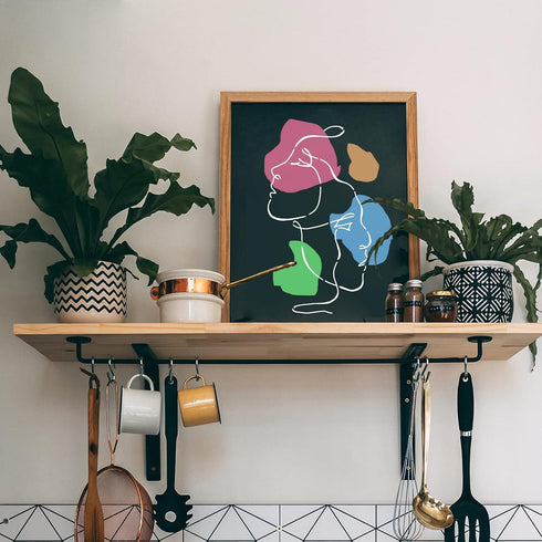 FINGERINSPIRE Abstract Faces Stencil 8.3x11.7 inch Two Women Face Stencil Template Plastic Faces Line Pattern Painting Stencil Reusable Stencils D...