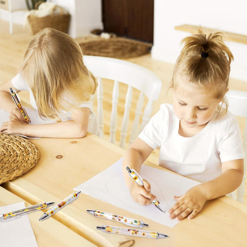 24Pcs Highland Cow Print Ballpoint Pens Retractable Rustic Cow Sunflower Picture Pens Plastic Black Ink Pens for School Home Office Wedding Baby S...