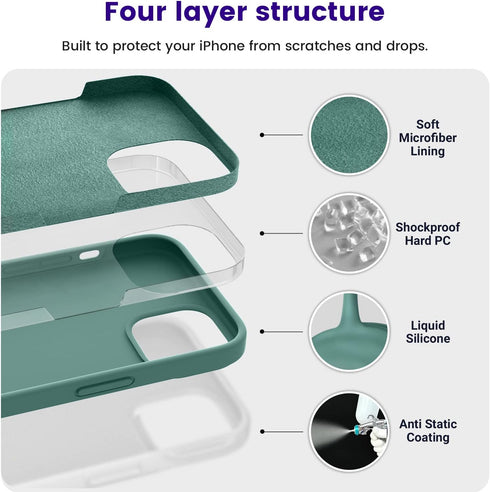 OTOFLY Designed for iPhone 13 Phone Case, Silicone Shockproof Slim Thin Phone Case for iPhone 13 6.1 inch Midnight Green......