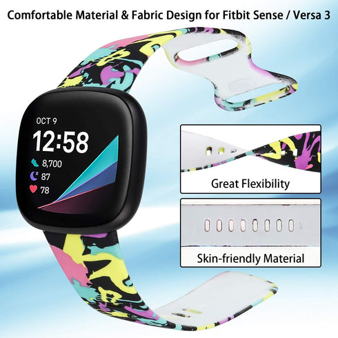 honecumi Compatible with Fitbit Versa 4 Watch Bands for Women Silicone, Bands for Fitbit Versa 3/ Fitbit Sense/Fitbit Sense 2 Smart Watch Replacem...
