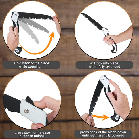 Folding Pruning Hand Saw 10 Inch Blades with SK5 Steel Blade for Tree Trimming, Camping, Gardening, Hunting, Cutting Wood, PVC, Bone with Ergonomi...