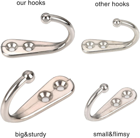 Eboot 20 Pcs Small Coat Hook Single Robe Bathroom Towel Hooks Single Coat Hanger with 50 Pieces Screws for Bags, Hat, Cap, Scarf, Cup...