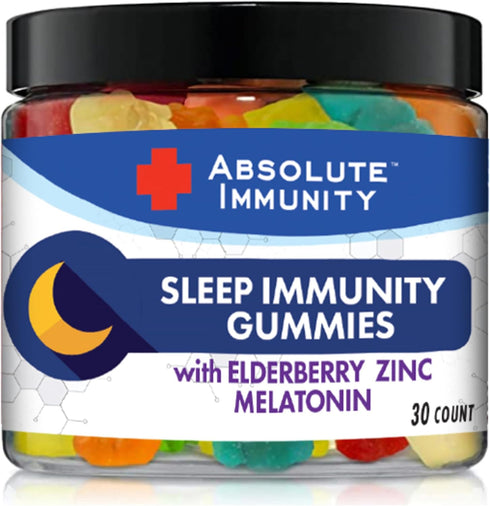Absolute Immunity- Zinc and Elderberry Sleep Gummies with Melatonin, 100% Drug Free Sleep Aid, Immune System Support, Adults and Kids 30ct...