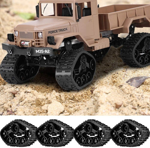 RC Military Truck Wheels 4pcs, Rubber Crawler Tire Wheel Tyre for WPL 1/16 RC Vehicle...