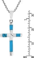 AeraVida Elegant X Cross Simulated Turquoise Inlay .925 Sterling Silver Pendant Necklace...