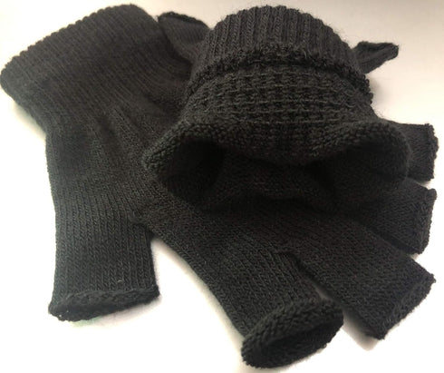 2 Pair Half Finger Gloves Winter Knit Touchscreen Warm Stretchy Mittens Fingerless Gloves in Common Size for Men and Women,black...