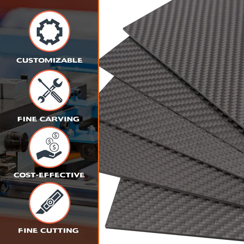 ARRIS 240 x 240 x 0.5mm Carbon Fiber Sheet, Available in 1MM 1.5MM 2MM 2.5MM 3MM 3.5MM 4MM 4.5MM 5MM 6.0MM 100% 3K Carbon Plate Pannel Sheet Twill...