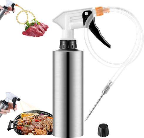 2 in 1 Spray Bottle and Marinade Injector, 10.15oz Dual Functionality Injector and Sprayer, Seasoning Injectors Food Grade Spritzer Bottle for Smo...