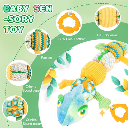 Baby toys 0-6 months, Baby Musical Toys, Infant Toys Stuffed Animal Toys with Rattles, Crinkle, Bell, Baby Teething Toys for Tummy Time Newborn Se...