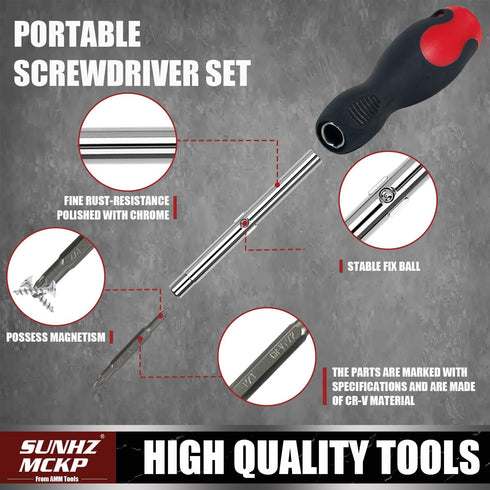 SUNHZMCKP 18-in-1 Screwdriver, Portable screwdriver set, Slotted/Philips/Pozi/Torx/Square Multi-Purpose Screwdriver and Magnetizer Demagnetizer wi...