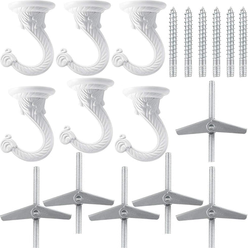 Hotop 6 Pieces Swag Ceiling Hooks Heavy Duty Swag Hanging Plants Toggle Hooks Chandeliers Wind Chimes Ornament Basket Hanger for Ceiling Installat...
