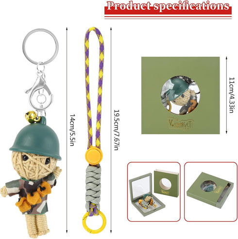 Voodoo Doll Handcrafted Woolen Cute Keychain - Handmade Charm for Backpack, Luggage, Car Mirrors and Keys-Soilder Doll...