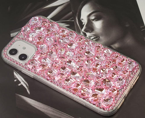 iPhone 12 / 12 Pro Bling Glitter Case - Luxury Shiny Diamond Crystal Rhinestone Sparkly Jewelled Gemstone 3D Handmade Clear Cover Case for Women G...