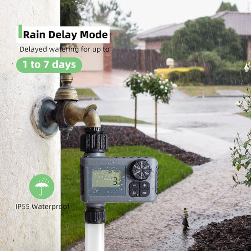 Sprinkler Timer, Programmable Water Timer for Garden Hose with Rain Delay/Child Lock/Manual/Automatic Watering System, Waterproof Digital Irrigati...