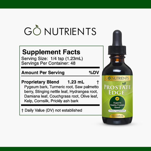 Go Nutrients Prostate Edge - Saw Palmetto & Pygeum Extract Supplement for Men’s Prostate Health & Relief - Organic Liquid Drops to Support Urinary...