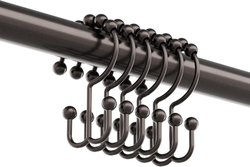 Zenna Home Metal Double Glide Shower Rings, Oil Rubbed Bronze – Set of 12 Heavy Duty, Rust-Resistant Shower Rings with Smooth Glide for Shower Cur...
