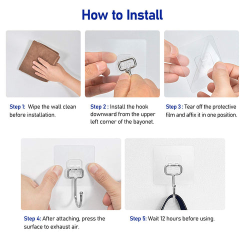 FACURY Large Adhesive Hooks 22Ib(Max), Waterproof and Rustproof Wall Hooks for Hanging Heavy Duty, Stainless Steel Towel and Coats Hooks to use In...