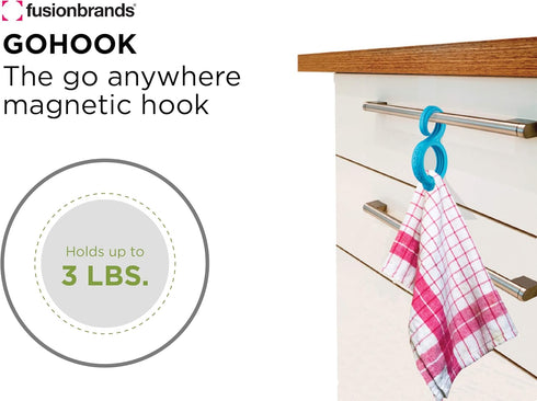 GoHook All Purpose Household Hook, Portable Hook For Towels, Towel Holder, and Numerous Small Items in Kitchen, Bathrooms, Closets and on the go, ...