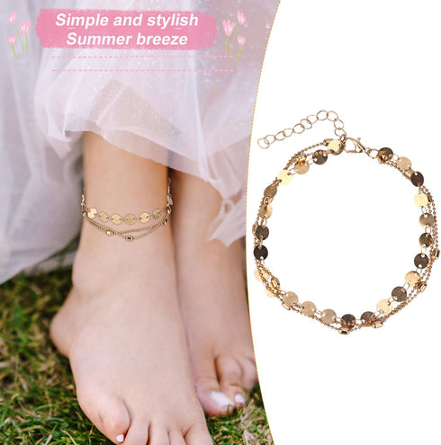 Women's Anklet, 10.43 Inch Lightweight Gold Anklet Alloy Waterproof Ankle Bracelet for Women Stylish Foot Chains Jewelry for Women...