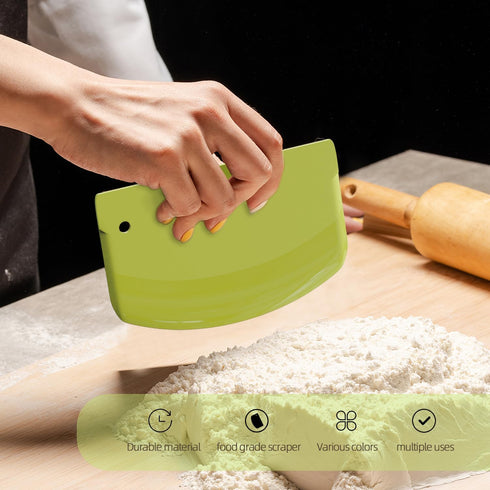 Bench Scraper Dough Scraper for Baking, 4 PCs BPA Free PP Plastic Flexible Dough Cutter, Food-Safe Plastic Bread Making Tools Cake Dough Fondant I...