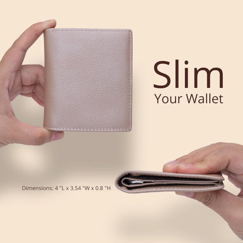 Bveyzi Ultra Slim Small Leather Women Wallet Rfid Blocking Tiny Thin Bifold Pocket Ladies Purse(Rose Gold)...