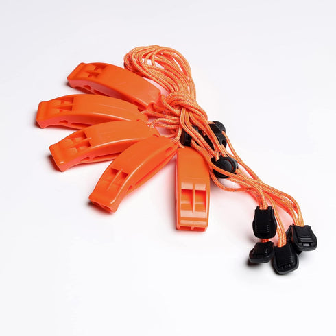 Camping Signal Whistles Plastic Loud 120Db for Kayak Life Vest Boating Fishing Hiking Survival Rescue Lifeguard with Lanyard (Pack of 5)...