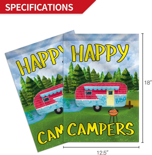 ANLEY Garden Flag Happy Campers - Decorative Summer Vacation Garden Flags - Double Sided & Weather Resistant & Double Stitched - 18 X 12.5 Inches...