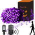 PEIDUO Halloween Decorations Outdoor, 82 FT 200 LED Purple String Lights, Motion Sensor Controller Sync with Spooky Music, Twinkle Fairy Lights fo...