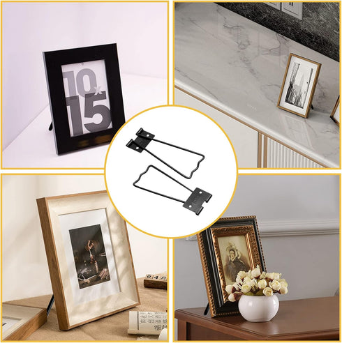 6 Pcs Picture Frame Easel Back Stand,4.52 Inch Iron Picture Frame,Photo Craft Art Backs Stand with Screws & Screwdriver(Black)...