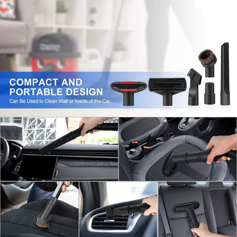 Universal Vacuum Attachment Kit Wet Dry Plastic Vacuum Hose Adapter 1-1/4" Vacuum Cleaners Accessories with Horse Hair Brush Extension Wand Flexib...