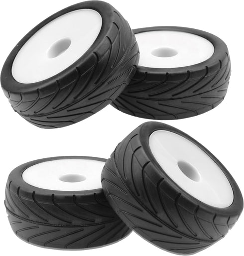 4Pack ShareGoo RC 85mm/3.34" Rubber Tires Front Rear Tyres 12mm Hex Wheel Compatible with Redcat HPI HSP Kyosho 1/10 RC Off-Road Car Buggy (White)...