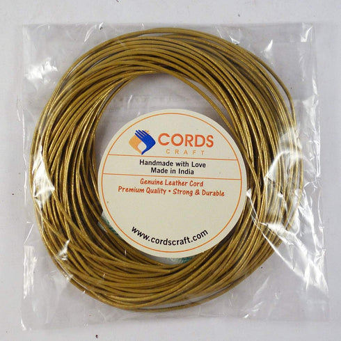 Cords Craft® | 1.0 mm Genuine Round Leather Cords for Jewelry Making Bracelet Necklaces Hair Accessories Dog Collar Beading Work DIY Craft (Metall...