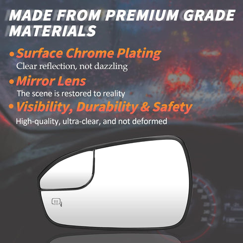Driver/Left Side Power Heated Mirror Glass Fits for Ford Fusion 2013 2014 2015 2016 2017 2018 2019 2020 Replacement for DS7Z17K707F DS7Z-17K707-F...