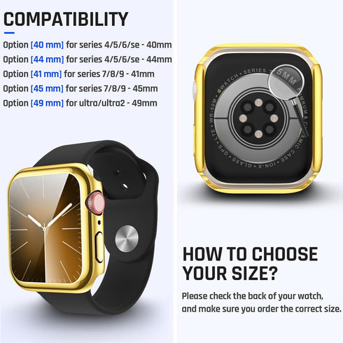 Goton 2 in 1 Waterproof Case for Apple Watch Screen Protector 44mm SE 2nd Gen Series 6 5 4 SE, 360 Protective Glass Face Cover Hard PC Bumper + Ba...