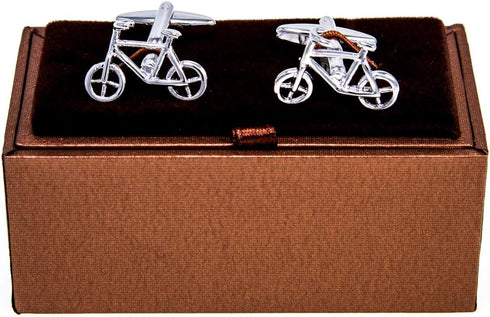Bicycle Bike Cycling Cyclists Pair Cufflinks in a Presentation Gift Box & Polishing Cloth...