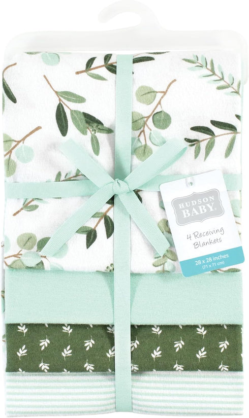 Hudson Baby Unisex Baby Cotton Flannel Receiving Blankets, Eucalyptus, One Size...