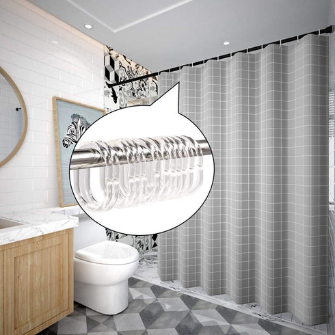 Qulable 24 pcs Shower Curtain Rings Plastic Shower Curtain Hooks C-Shaped Rings Hook Hanger Bath Drape Loop Clip Glide Bathroom Shower Window Rod ...