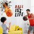 Basketball Wall Decor 18 x 38 Inch 3D Self Adhesive Removable Basketball Wall Decal Stickers for Boys Bedroom Ball is Life Vinyl Dunk Silhouette S...