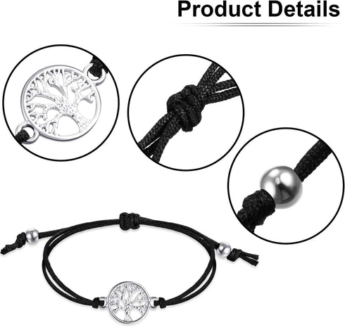 WILLBOND 3 Pieces Tree Bracelet Back to School Adjustable Bracelet Textile Band Gift for Friendship, Thank You, Wish...