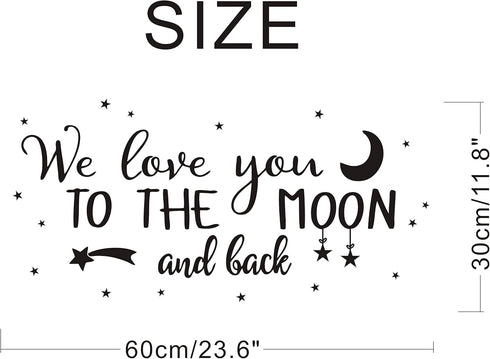 Wall Decal Kids We Love You to The Moon and Back Quote Wall Decals Nursery Vinyl Wall Stickers for Baby Boys and Grils Bedroom Scandinavian Wall D...