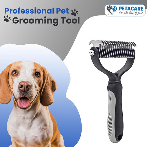 PETACARE® Pet Double Sided Brush. Friendly Undercoat Rake and Furever Brush for Dogs, Professional Pet Grooming Tool, Perfect for Dog and Cat Shed...